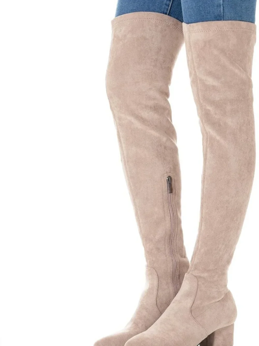 Stylish Over the Knee Low Heel Boots | Winter Suede Thigh High Chunky Comfort